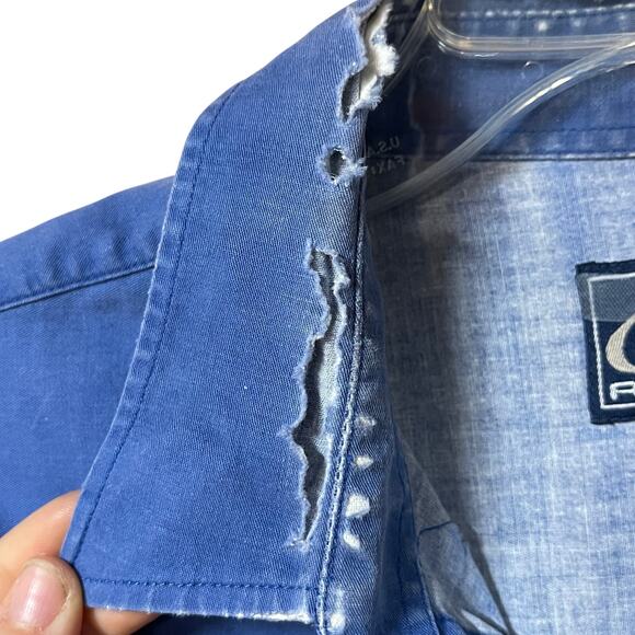 🐂 Roper Western Cattle Print Pearl Snap Shirt – Blue – Size L - Picture 8 of 10